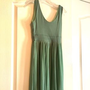 Teal summer dress with pleated skirt